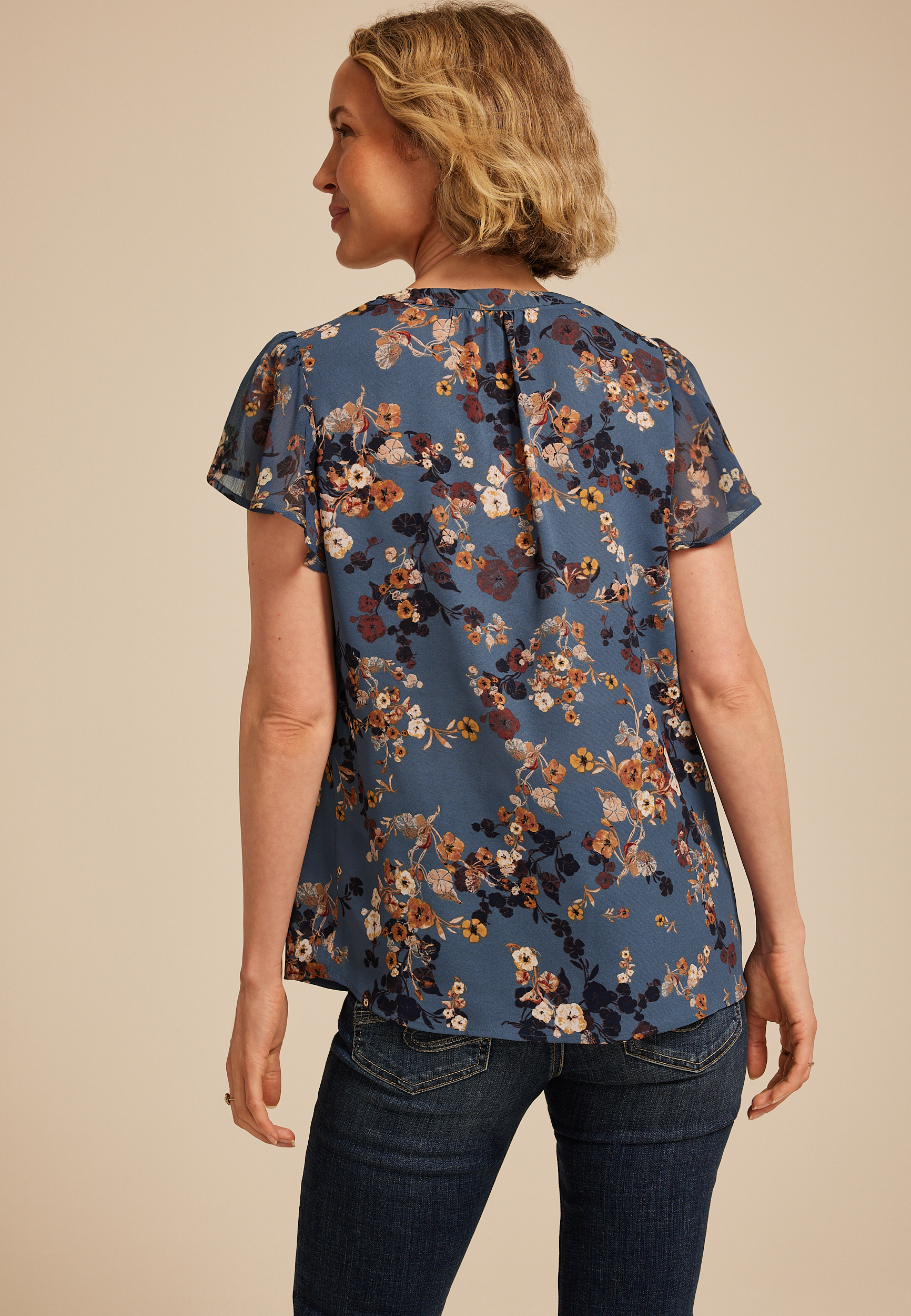 Atwood Floral Flutter Sleeve Blouse, C954, large