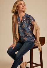 Atwood Floral Flutter Sleeve Blouse, C954, small