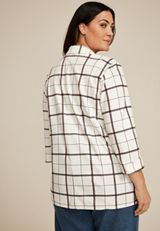 Plus Size Plaid Versa 3/4 Sleeve Blazer, C2380, small