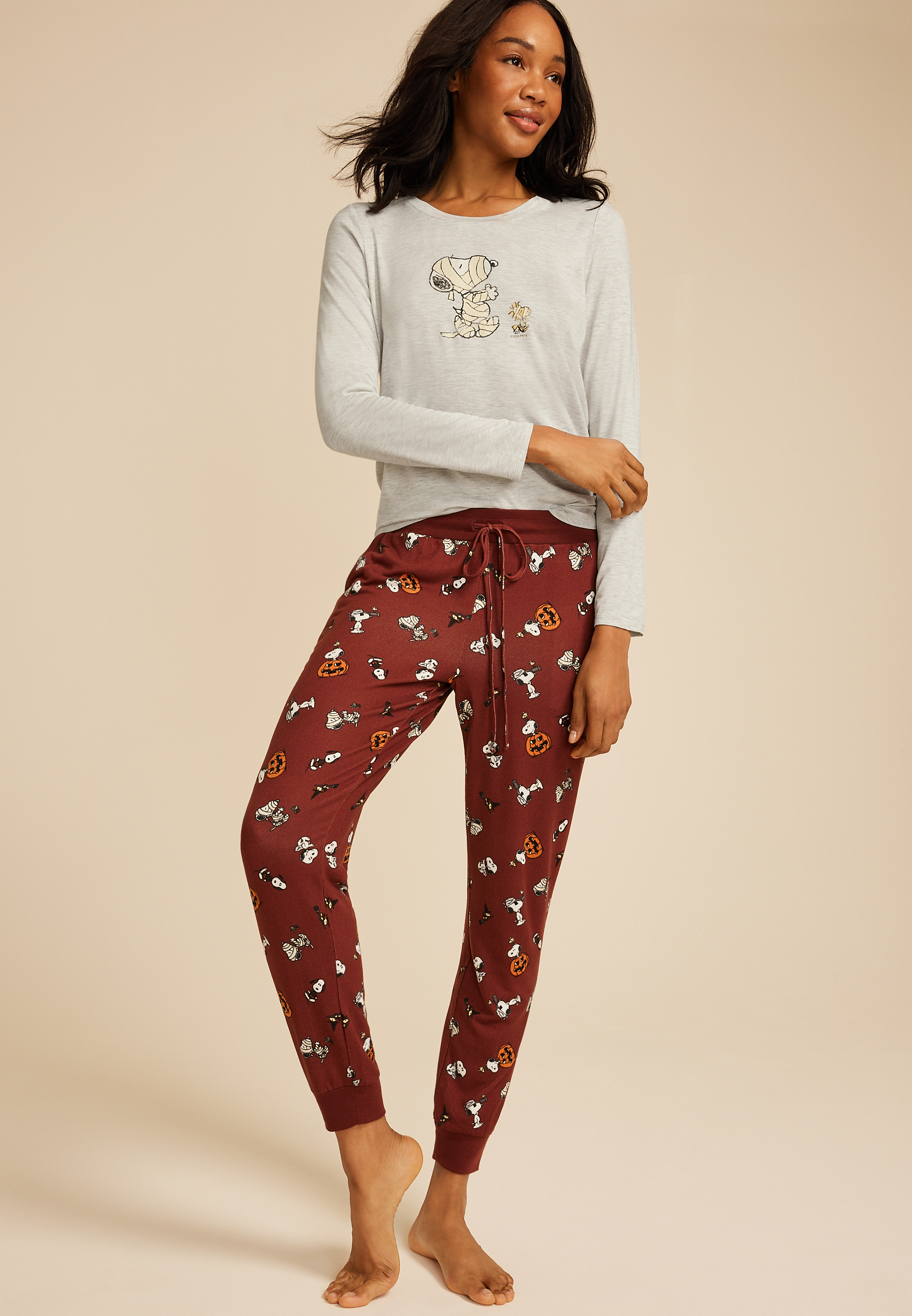 Snoopy Halloween Graphic Tee And Jogger Pajama Set, C8850, large