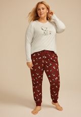 Plus Size Snoopy Halloween Graphic Tee And Jogger Pajama Set, SABLE COMBO, small