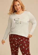 Plus Size Snoopy Halloween Graphic Tee And Jogger Pajama Set, SABLE COMBO, small