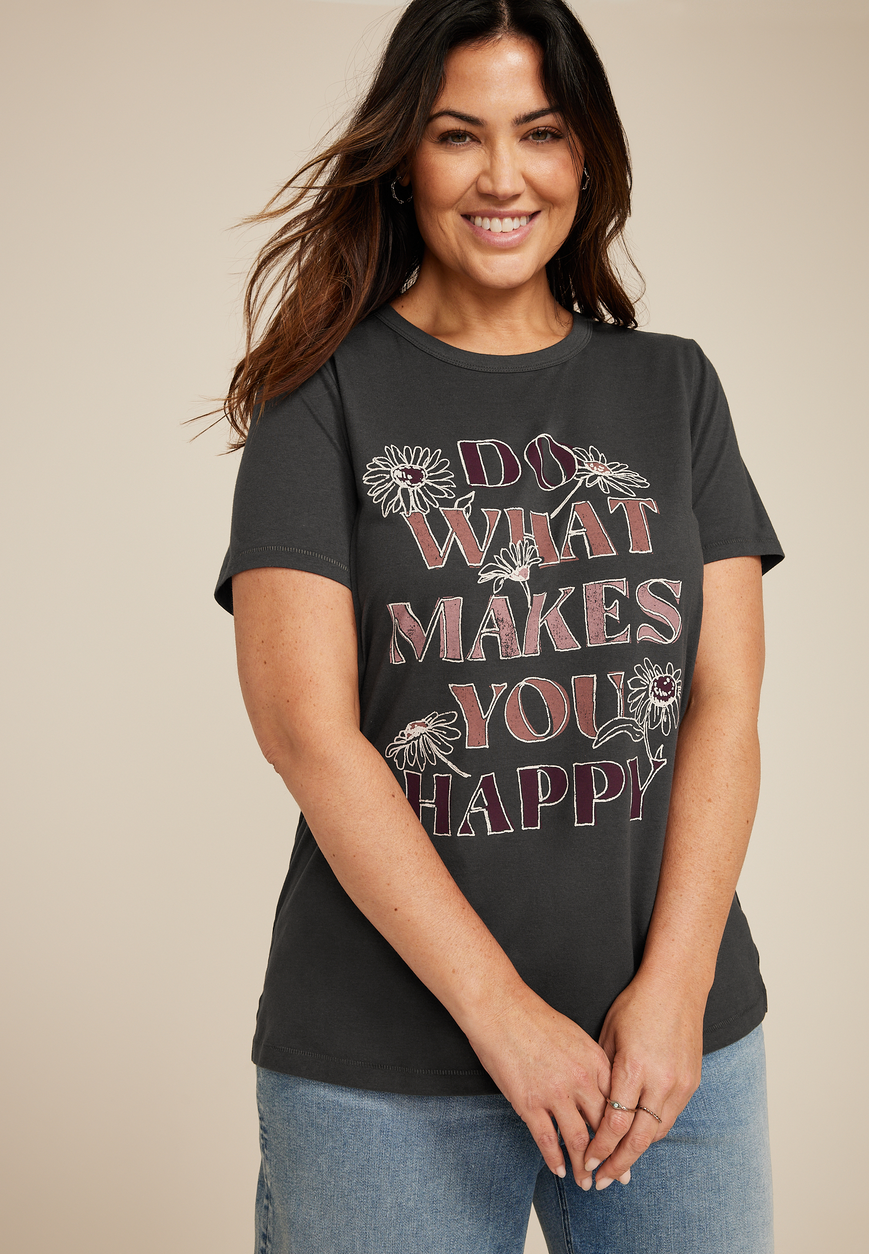 Plus Size Do What Makes You Happy Classic Fit Graphic Tee