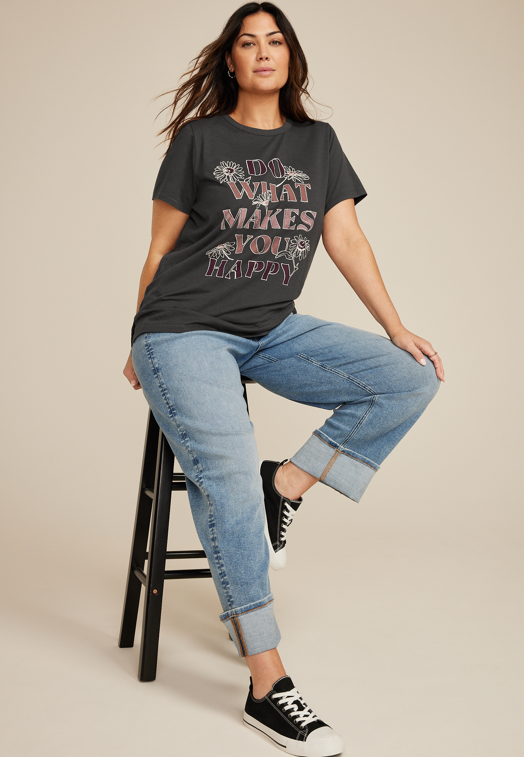 Plus Size Do What Makes You Happy Classic Fit Graphic Tee, C1876, large