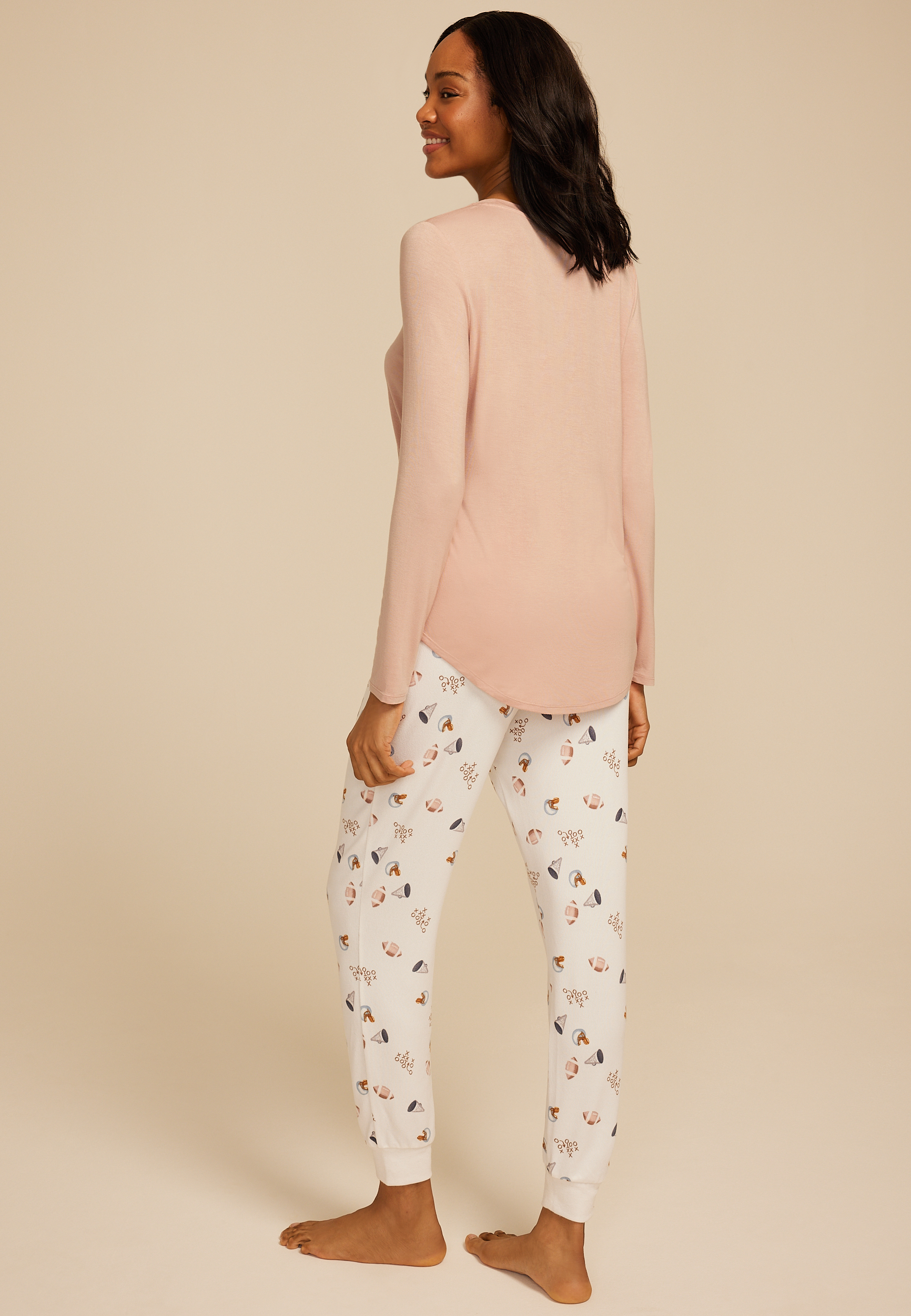 Game Day Graphic Tee And Jogger Pajama Set, C5780, large