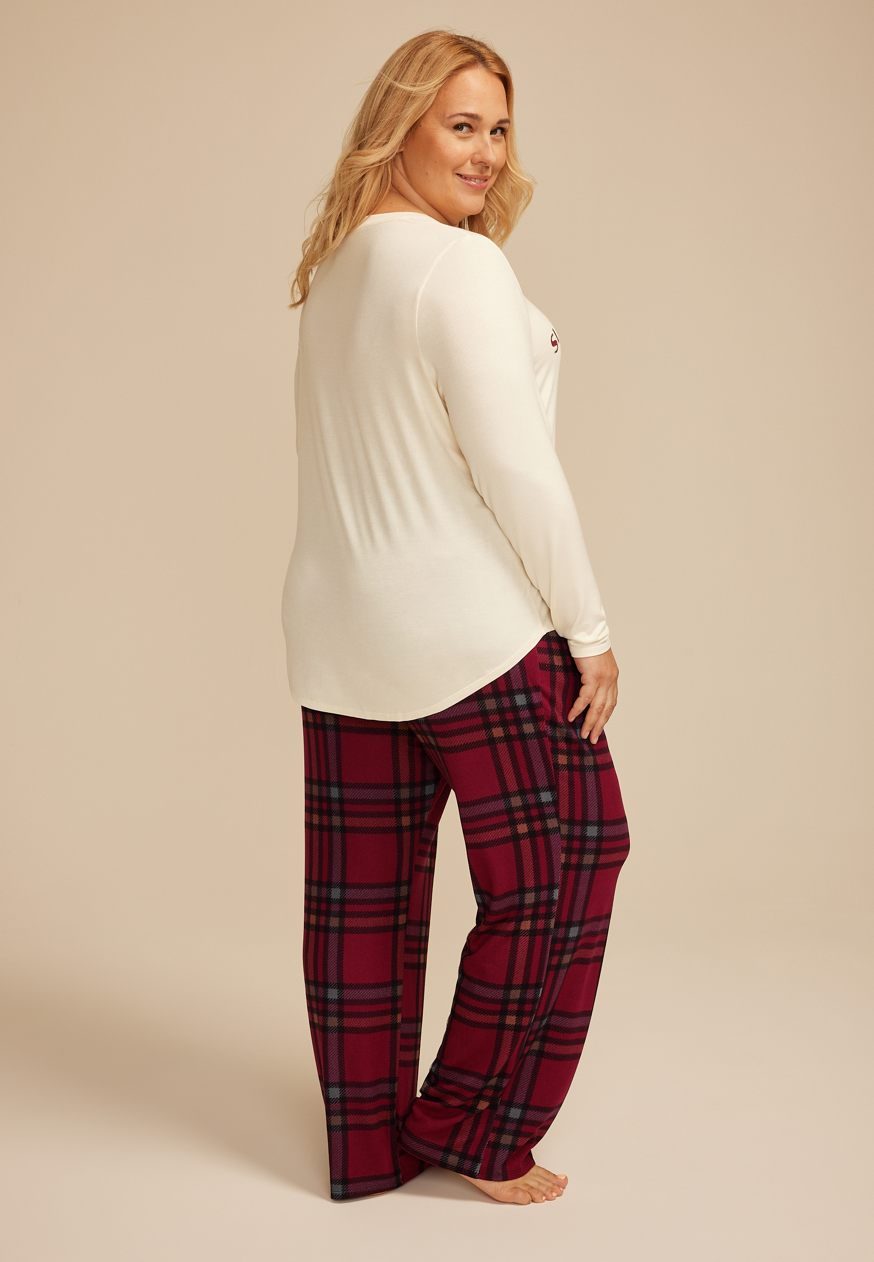 Plus Size Slow Mornings Coffee Graphic Tee And Wide Leg Pajama Set, C3368, large