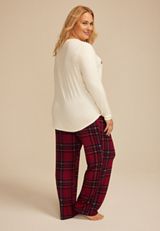Plus Size Slow Mornings Coffee Graphic Tee And Wide Leg Pajama Set, C3368, small