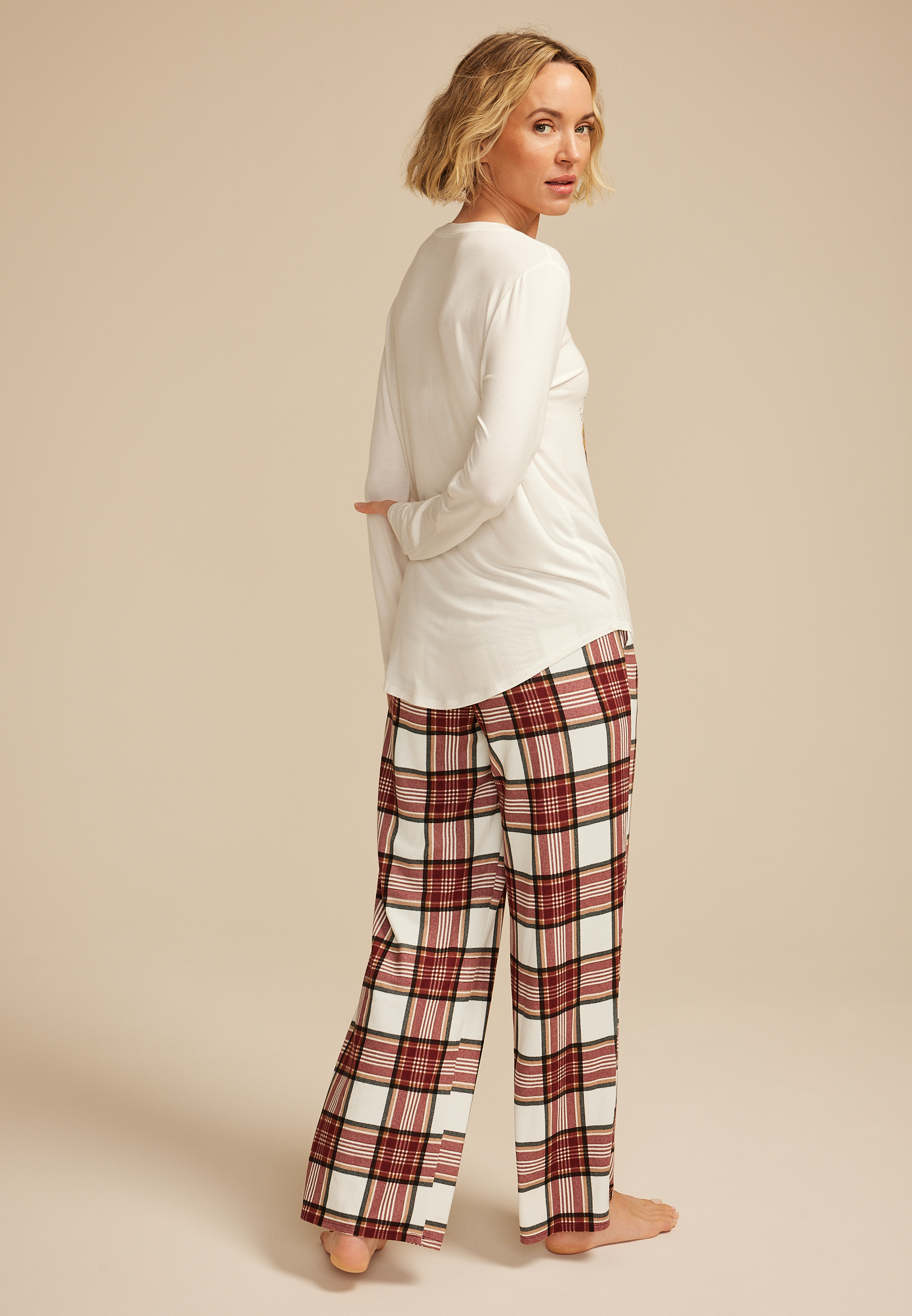 Fall Road Trip Graphic Tee And Wide Leg Pajama Set, C9180, large