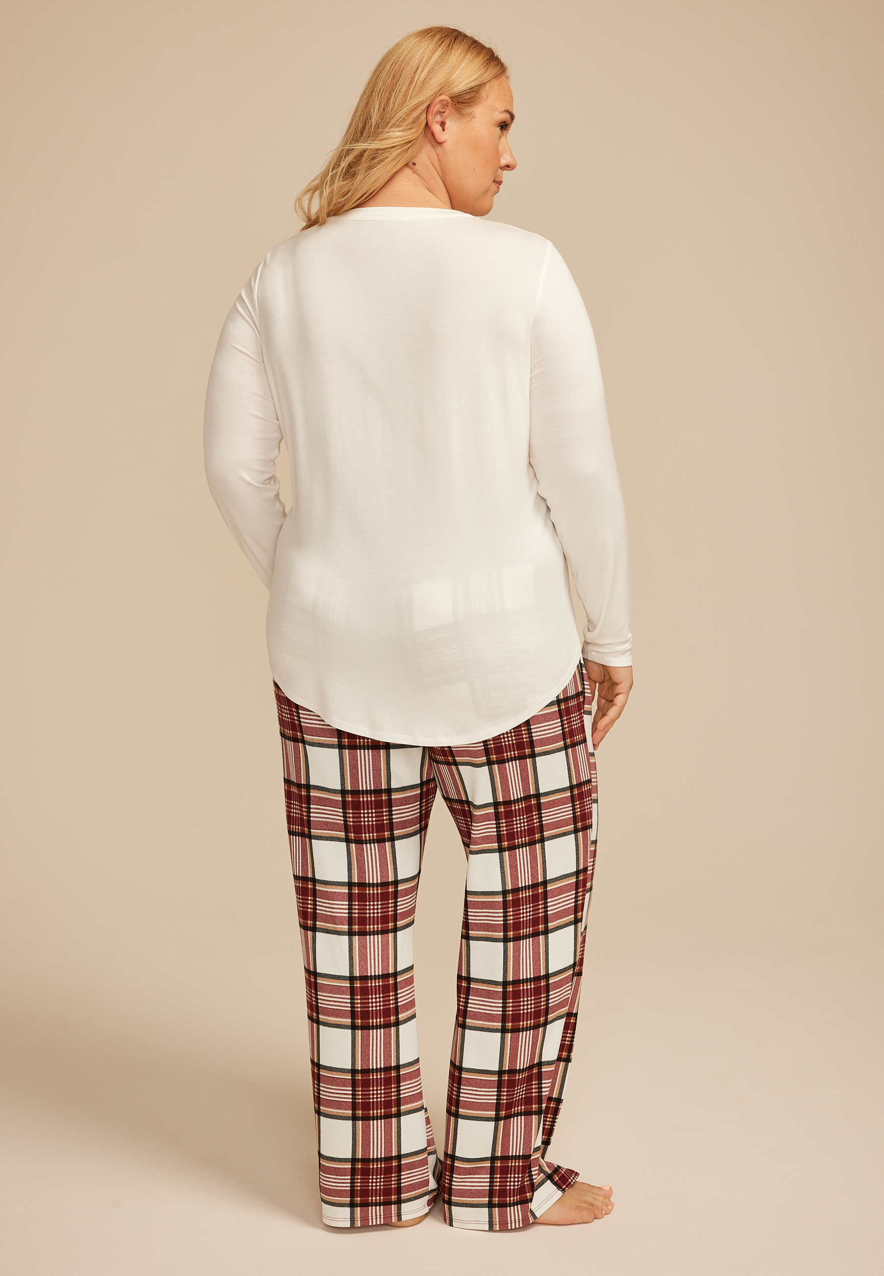 Plus Size Fall Road Trip Graphic Tee And Wide Leg Pajama Set, C9180, large