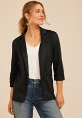 Faux Suede Open Front Blazer, C106, small