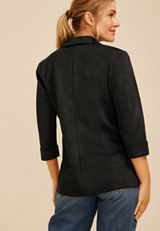 Faux Suede Open Front Blazer, C106, small