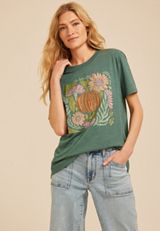 Embroidered Pumpkin Oversized Fit Graphic Tee, , small