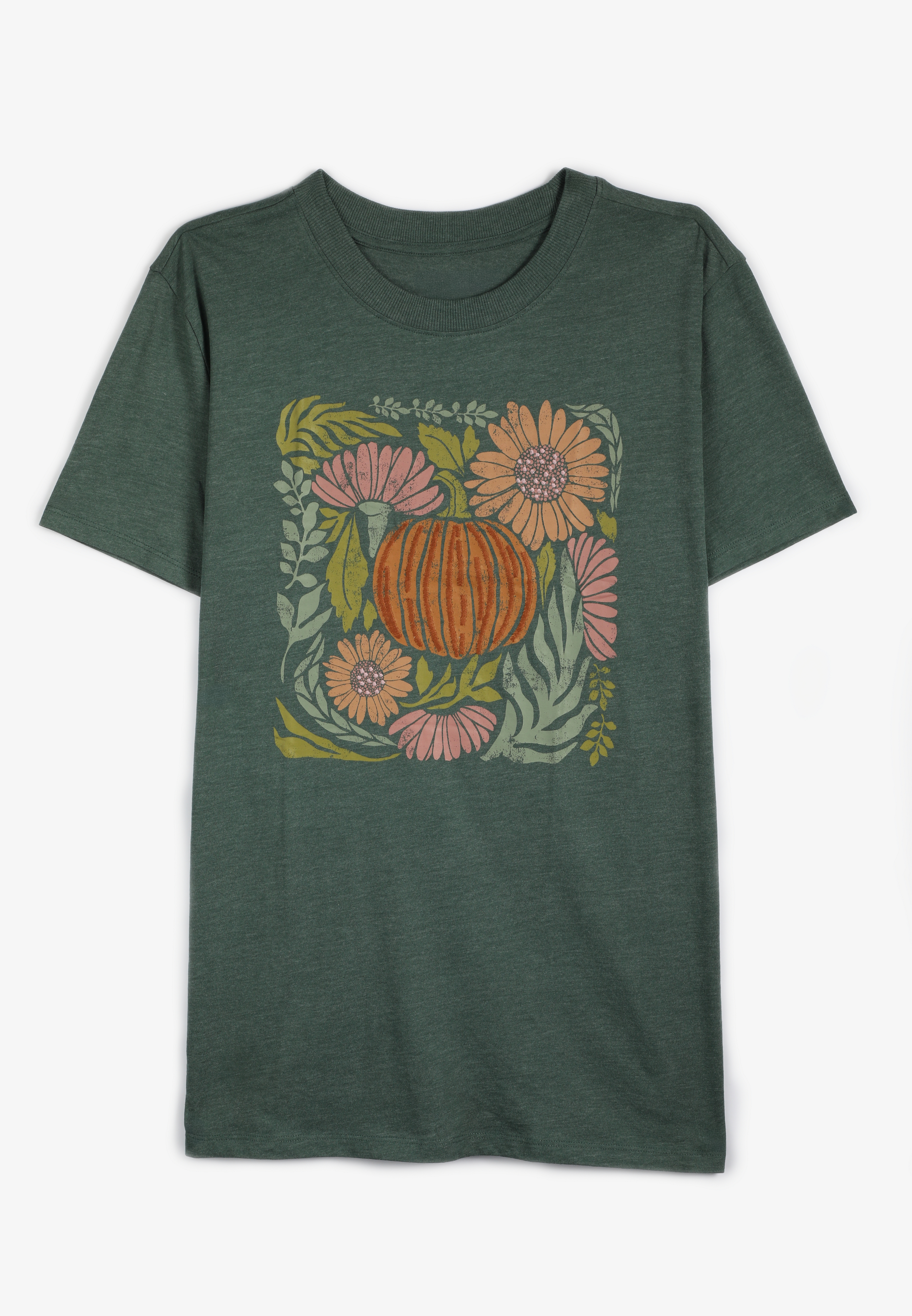 Embroidered Pumpkin Oversized Fit Graphic Tee, , large