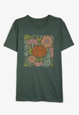 Embroidered Pumpkin Oversized Fit Graphic Tee, , small