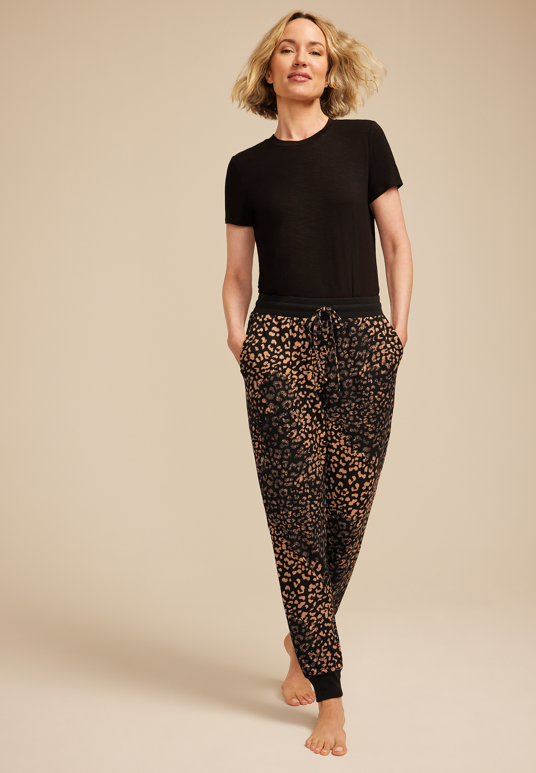 Animal Print Jogger Pajama Pants, C3681, large