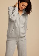 Heathered Gray Cloud Scuba Knit Full Zip Sweatshirt, C3348, small