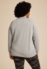 Plus Size Heathered Gray Cloud Scuba Knit Full Zip Sweatshirt, C3348, small