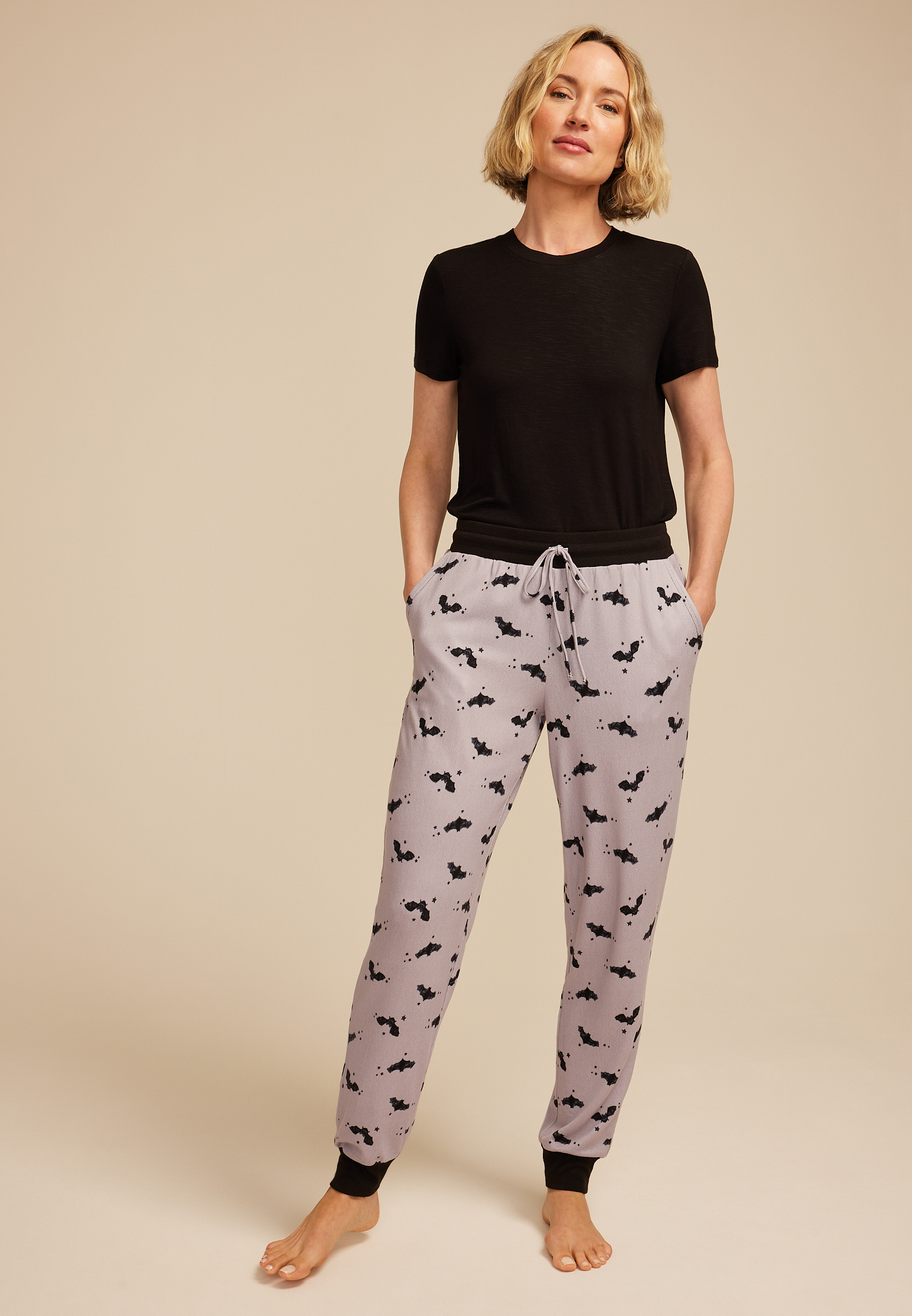 Flying Bats Jogger Pajama Pants, C1755, large