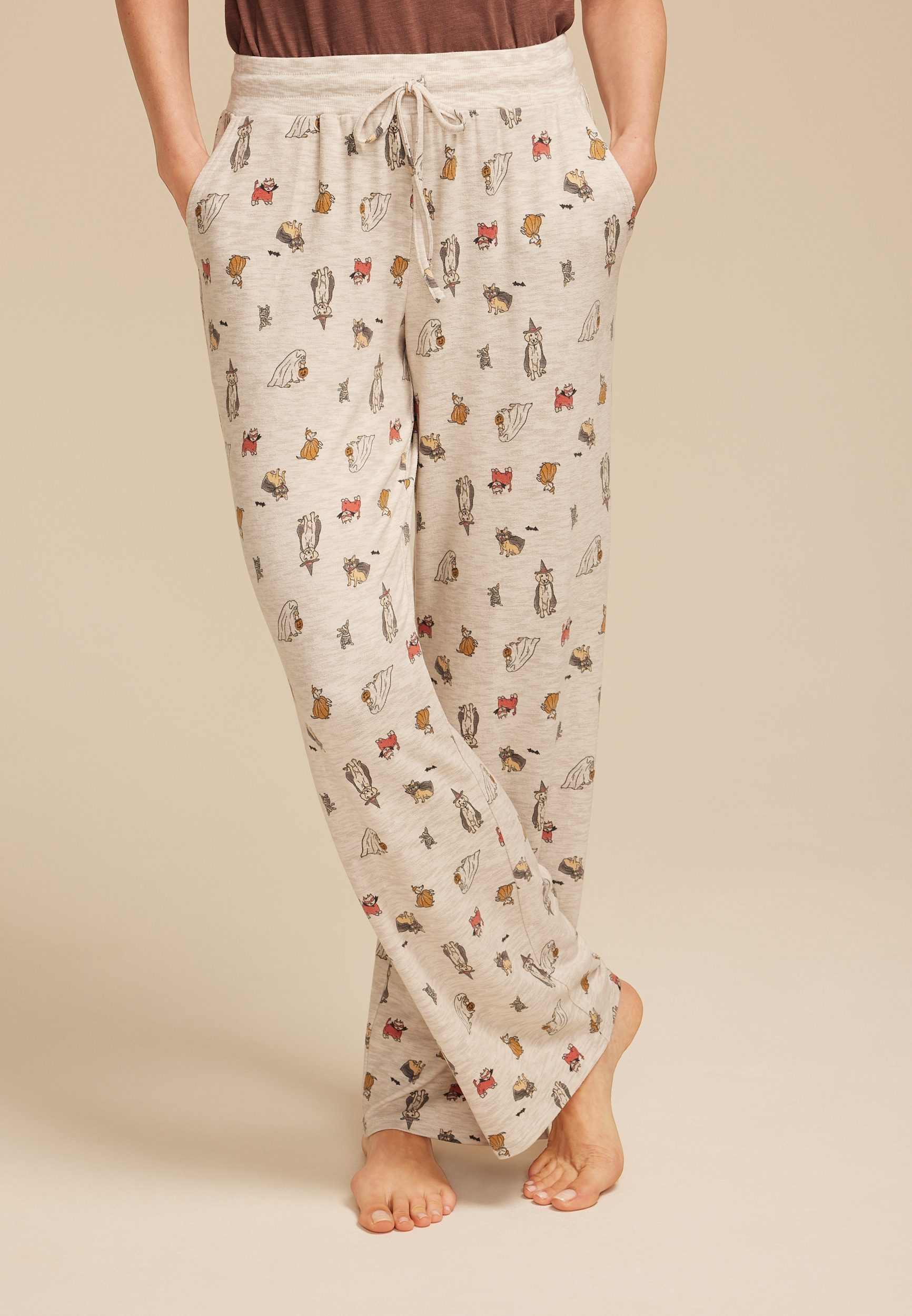 Halloween Dogs Wide Leg Pajama Pants