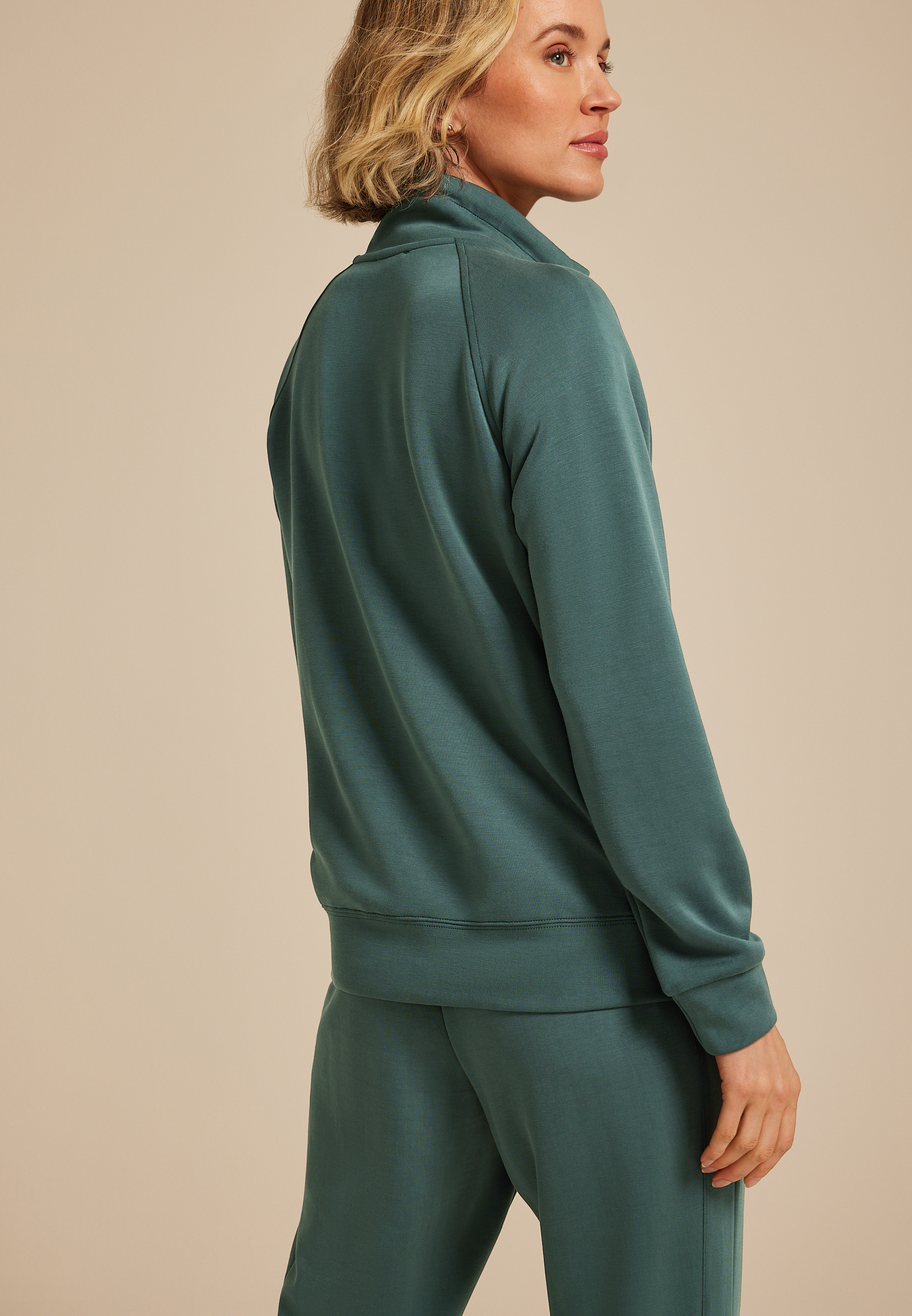 Cloud Scuba Knit Full Zip Sweatshirt, OPERA TEAL, large