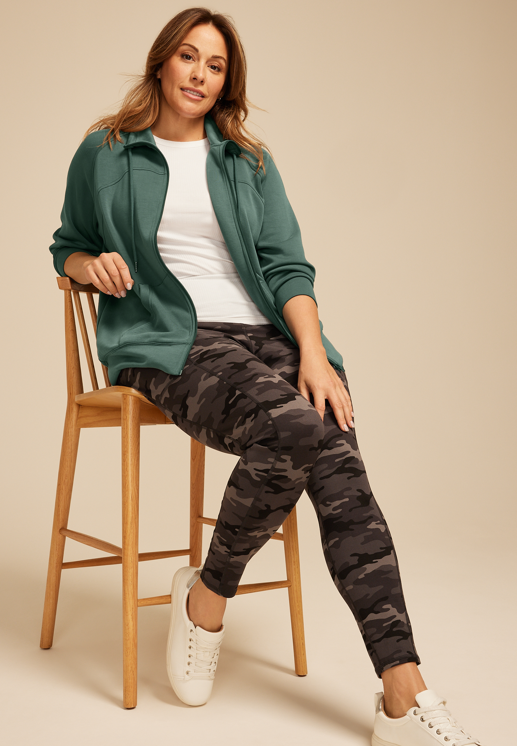 Plus Size Cloud Scuba Knit Full Zip Sweatshirt, C974, large