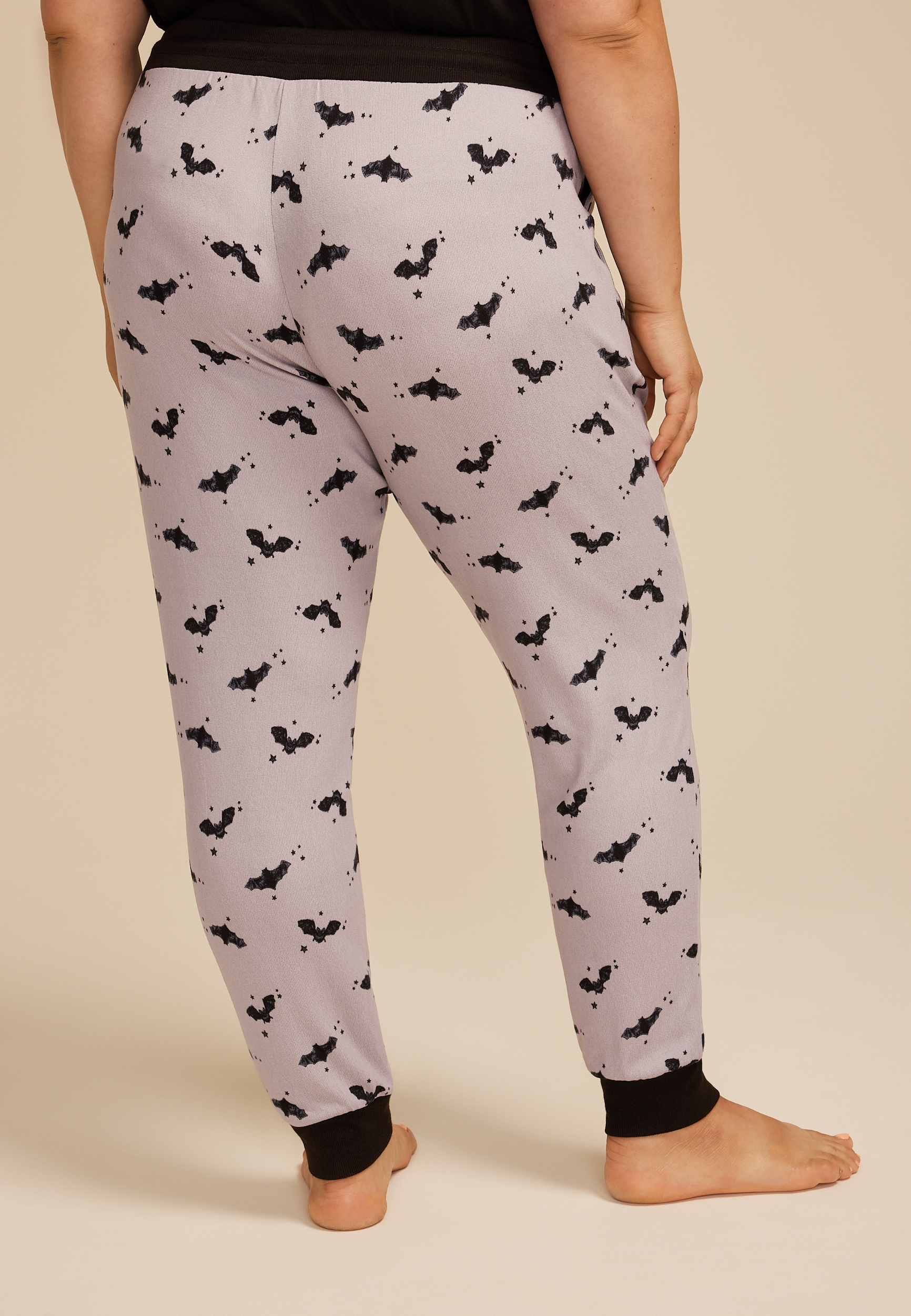 Plus Size Flying Bats Jogger Pajama Pants, C1755, large