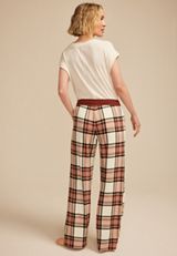 Burgundy Plaid Wide Leg Pajama Pants, C5032, small
