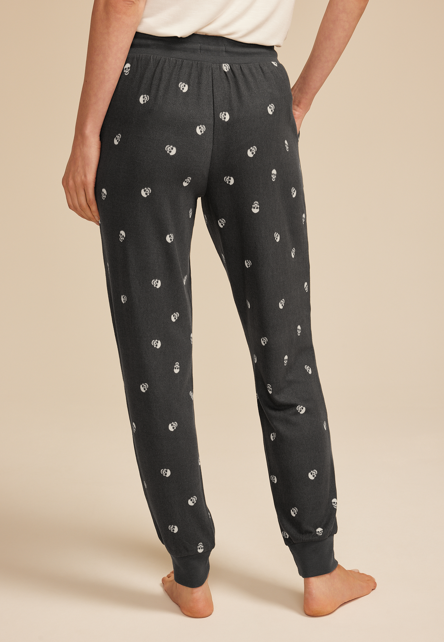 Skulls Jogger Pajama Pants, DARK IRON GRAY COMBO, large