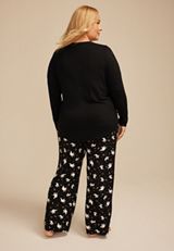 Plus Size Nightmare Before Coffee Ghost Graphic Tee And Wide Leg Pajama Set, C1756, small