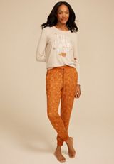 Autumn Leaves Pumpkins Please Graphic Tee And Jogger Pajama Set, C4748, small