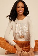 Autumn Leaves Pumpkins Please Graphic Tee And Jogger Pajama Set, C4748, small
