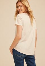 Floral Embroidered Give Thanks Classic Fit Graphic Tee, C2445, small