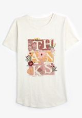 Floral Embroidered Give Thanks Classic Fit Graphic Tee, C2445, small