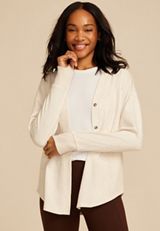 Heathered French Terry Snap Button Cardigan, C3363, small
