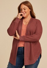 Plus Size Wave Stitch Bell Sleeve Sweater