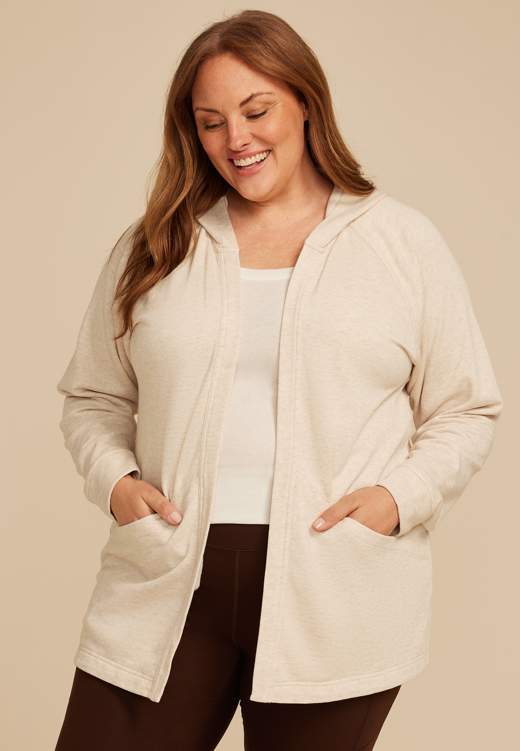 Plus Size Cozy Hooded Cardigan 