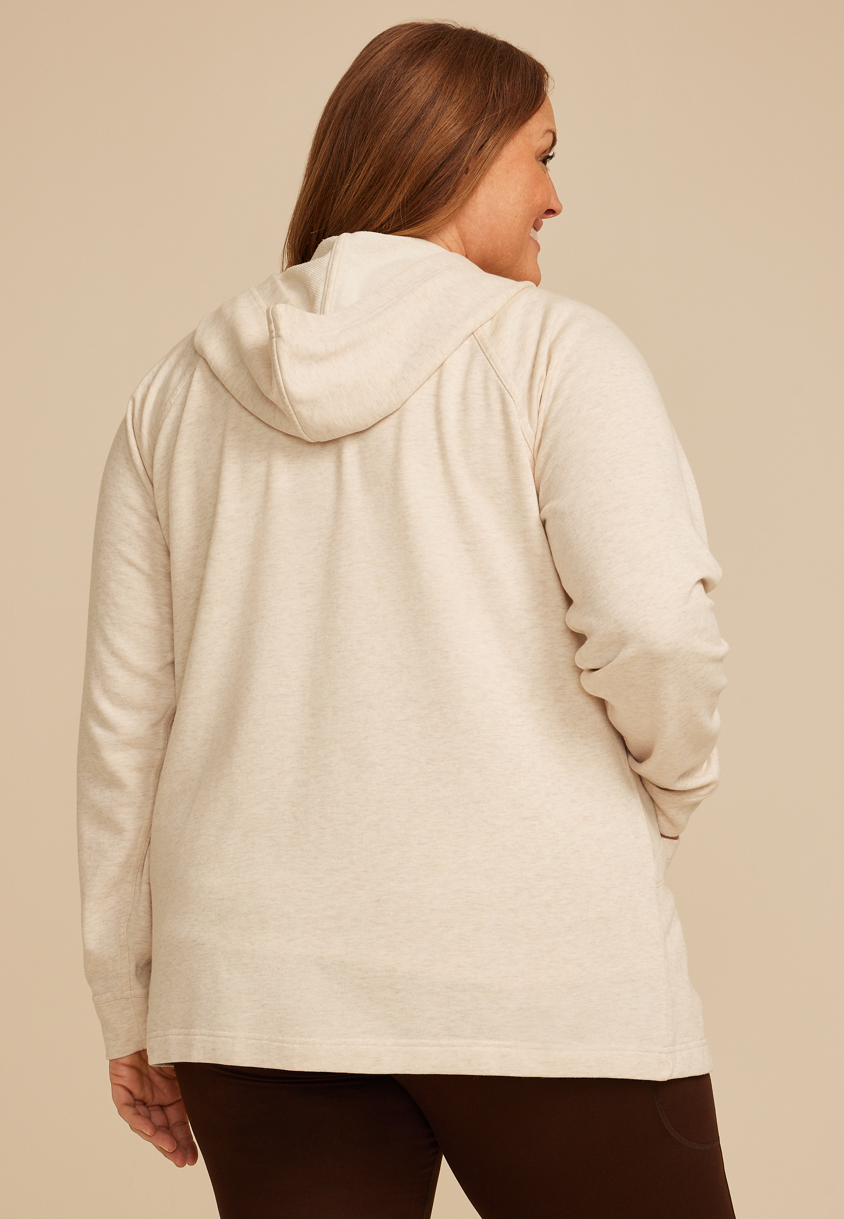 Plus Size French Terry Hooded Cardigan, C3363, large