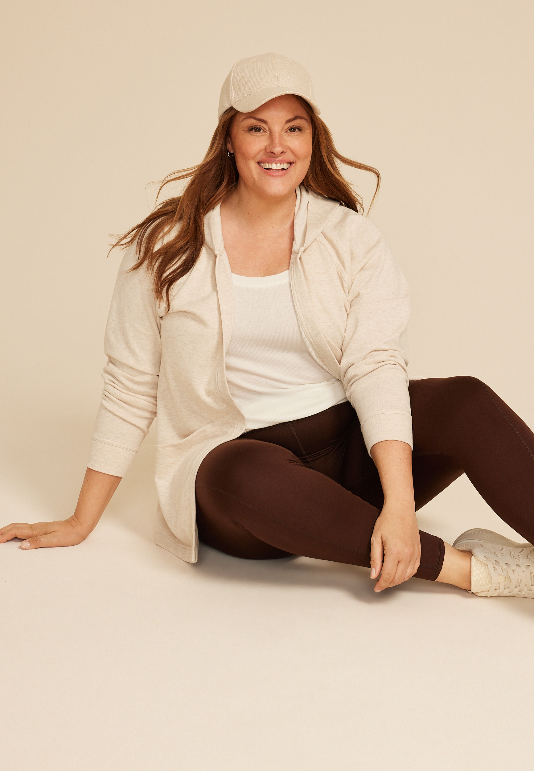 Plus Size French Terry Hooded Cardigan, C3363, large