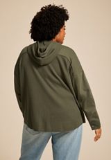 Plus Size Waffle Knit Hooded Shacket, OLIVE NIGHT, small