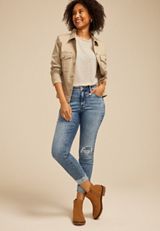 m jeans by maurices&trade; Cool Comfort Mid Rise Backed Ripped Ankle Jegging, C3337, small