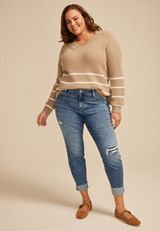 Plus Size m jeans by maurices&trade; Cool Comfort Mid Rise Backed Ripped Ankle Jegging, C3337, small