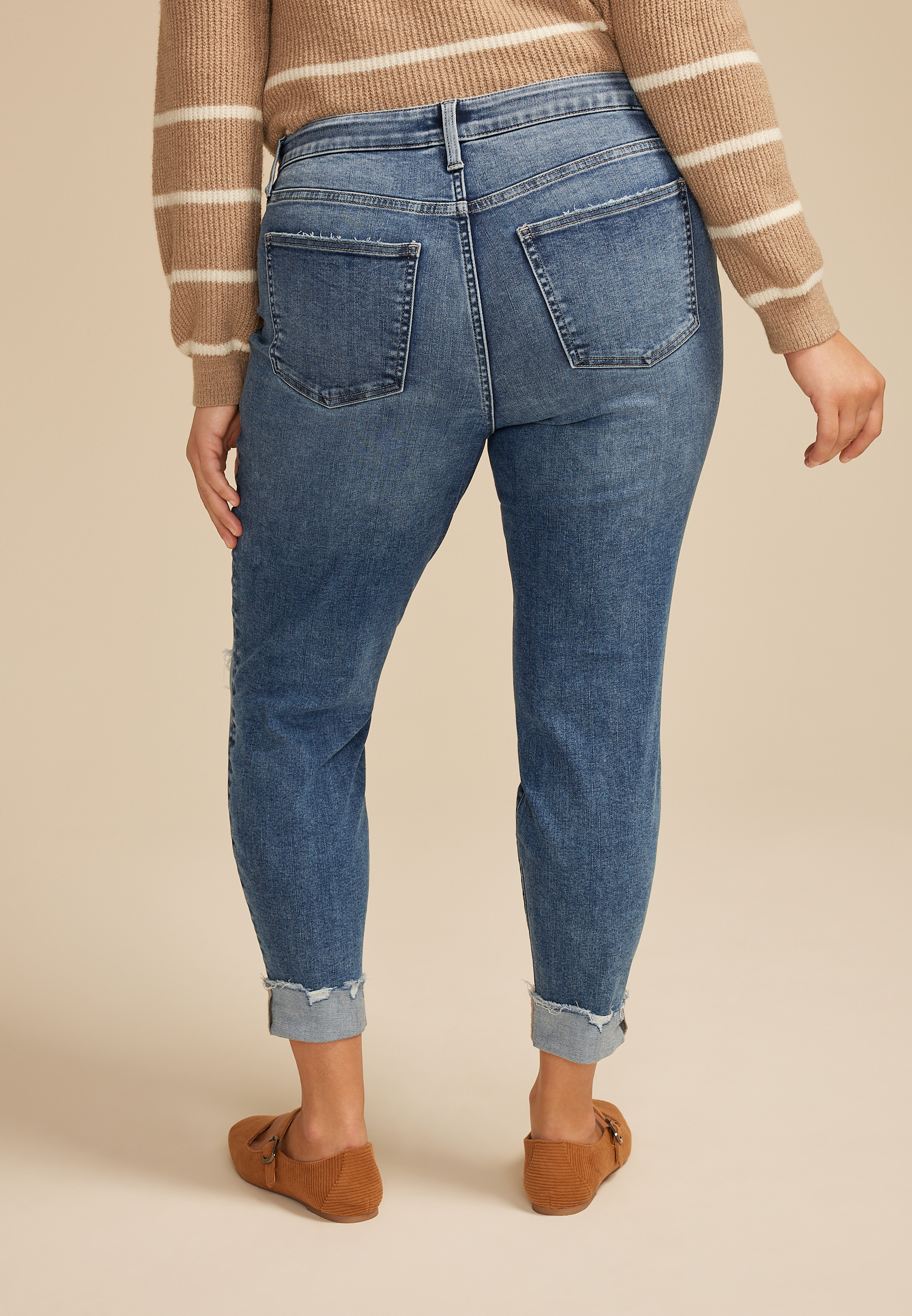 Plus Size m jeans by maurices&trade; Cool Comfort Mid Rise Backed Ripped Ankle Jegging, C3337, large