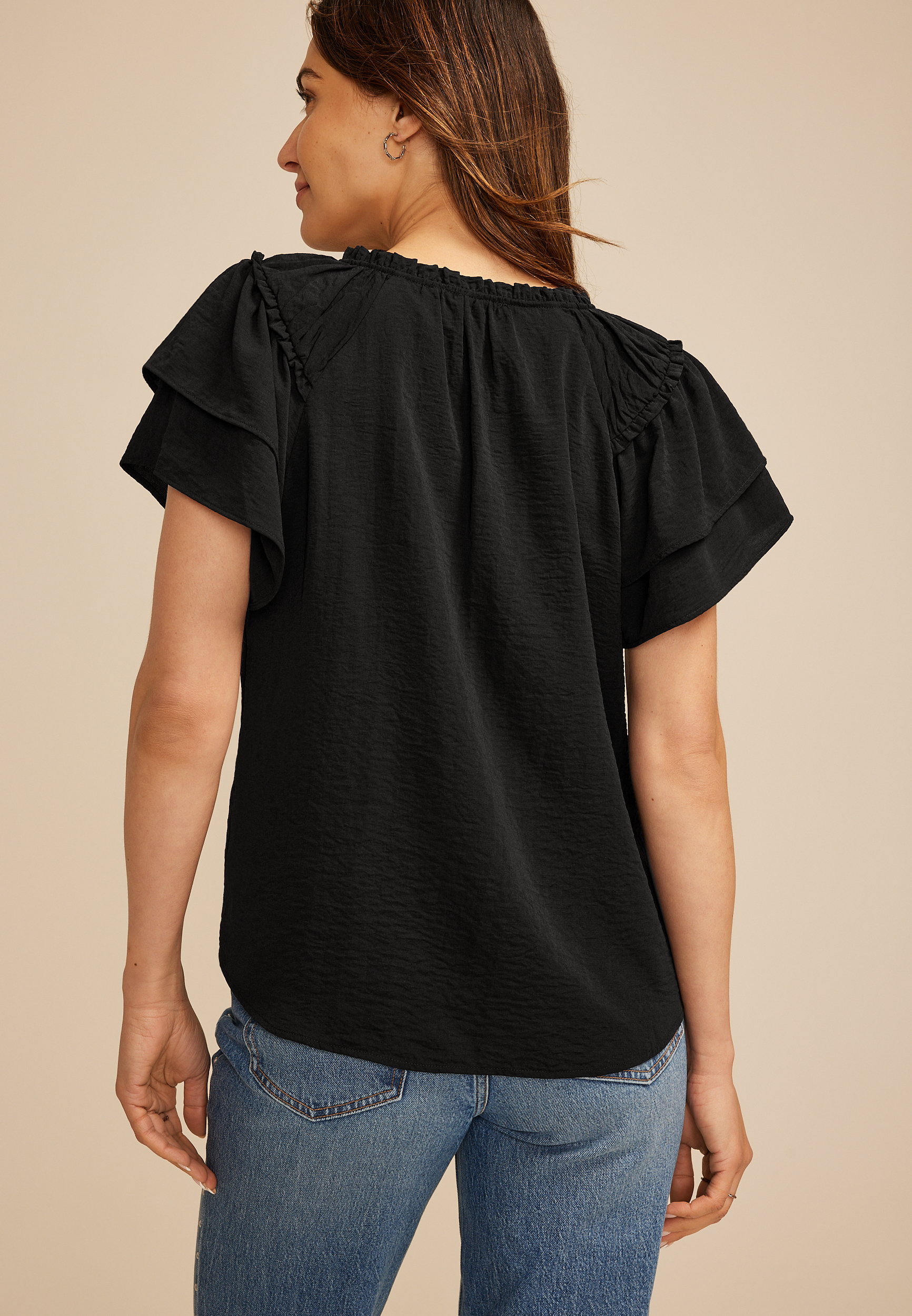 Tiered Short Sleeve Blouse, C106, large