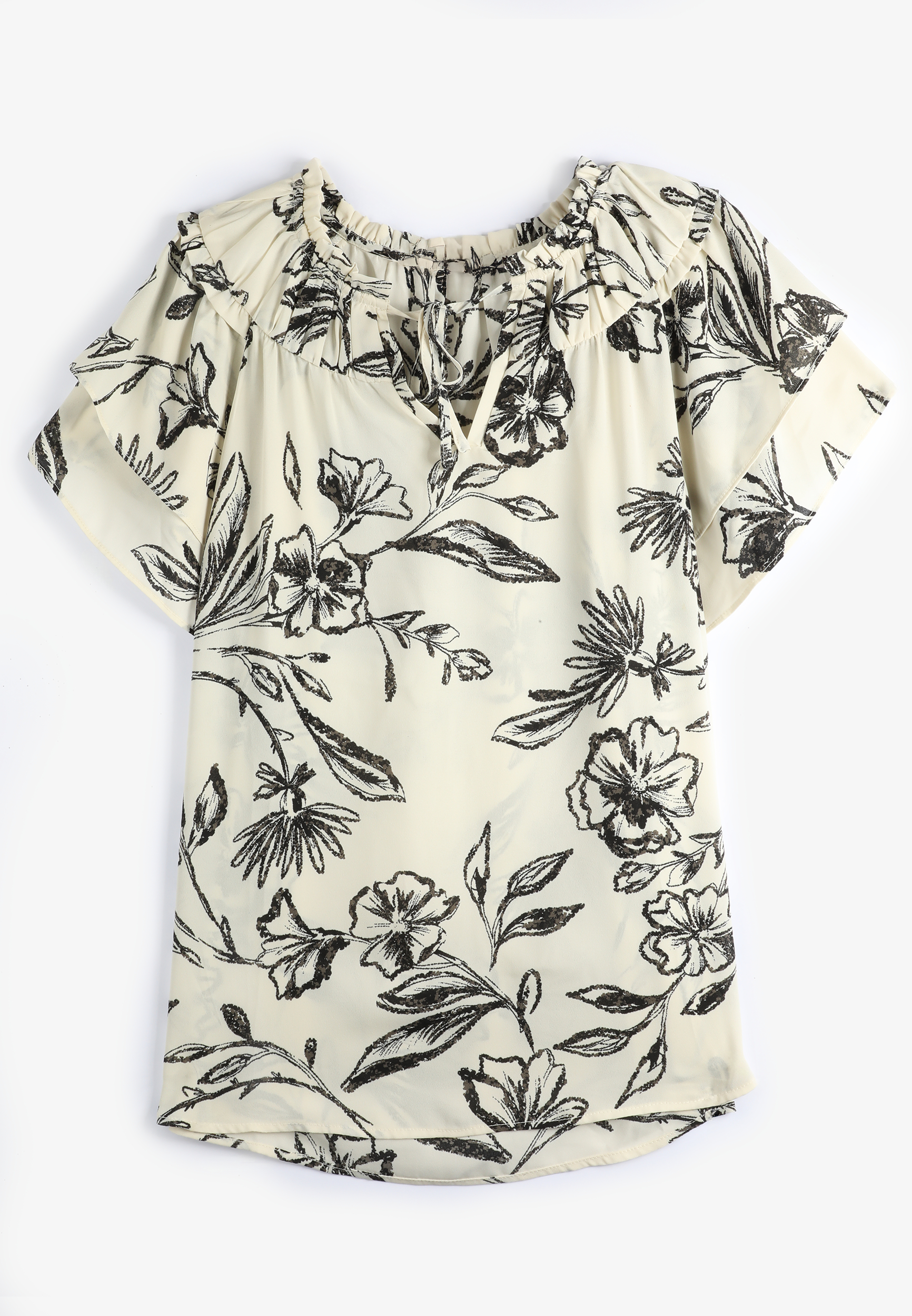 Floral Tiered Short Sleeve Blouse