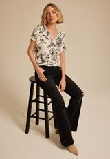 Floral Tiered Short Sleeve Blouse, C6074, small
