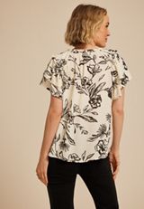 Floral Tiered Short Sleeve Blouse, C6074, small