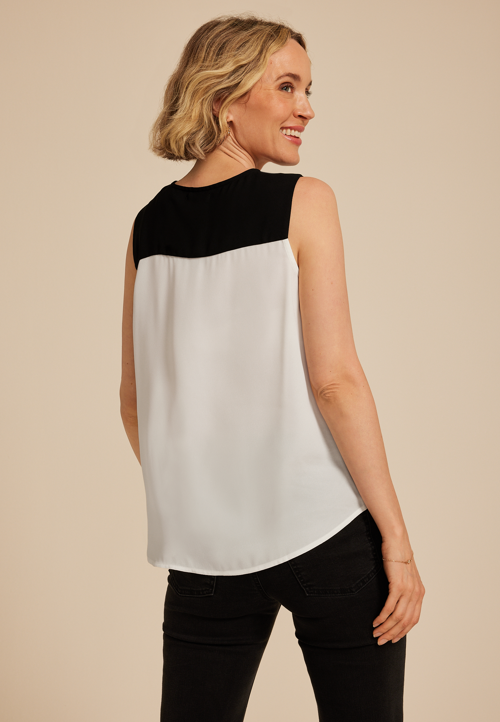 Colorblock V Neck Tank Top, C1939, large