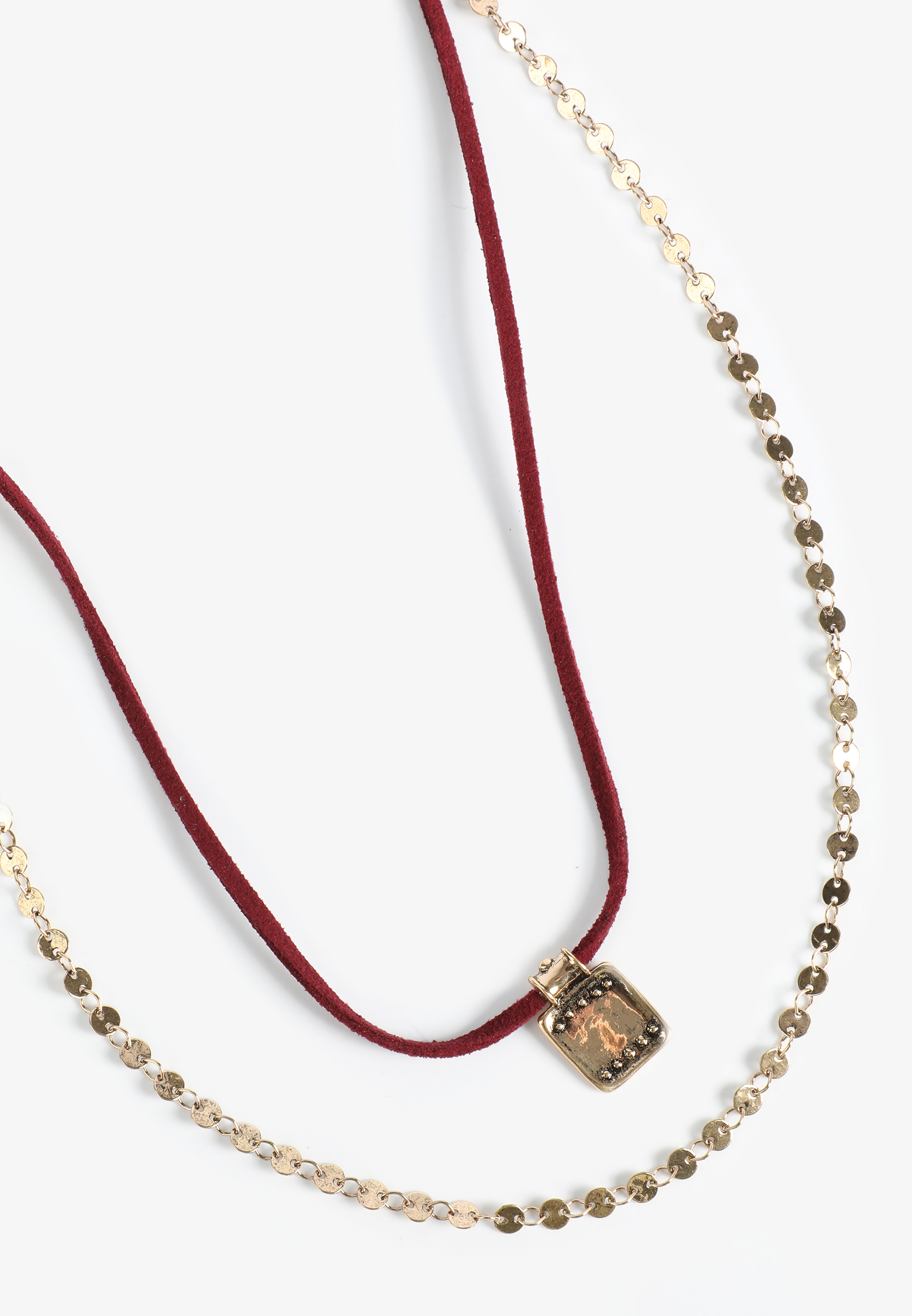 Burgundy Corded Double Layered Necklace
