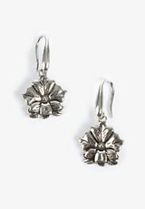 Silver Floral Drop Earrings, SILVER, small