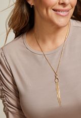 Gold Tassel Pendant Necklace, C605, small